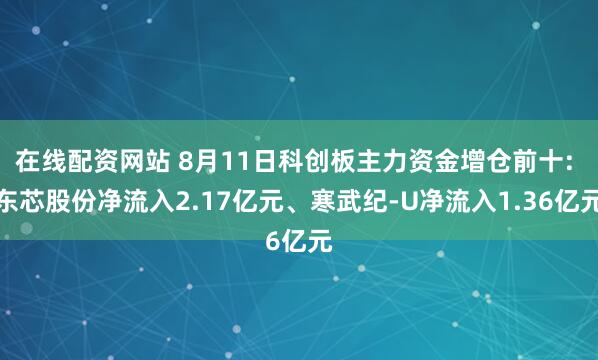 在线配资网站 8月11日科创板主力资金增仓前十: 东芯股份净流入2.17亿元、寒武纪-U净流入1.36亿元
